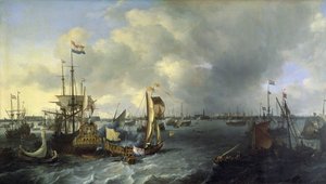 The Port of Amsterdam, view of the Ij, 1666 